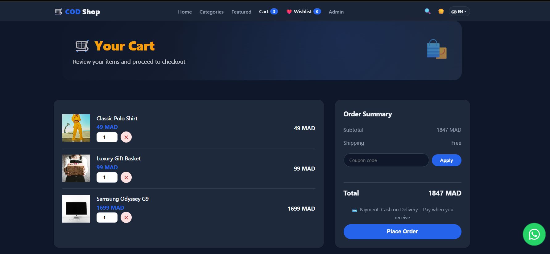 Cart and checkout