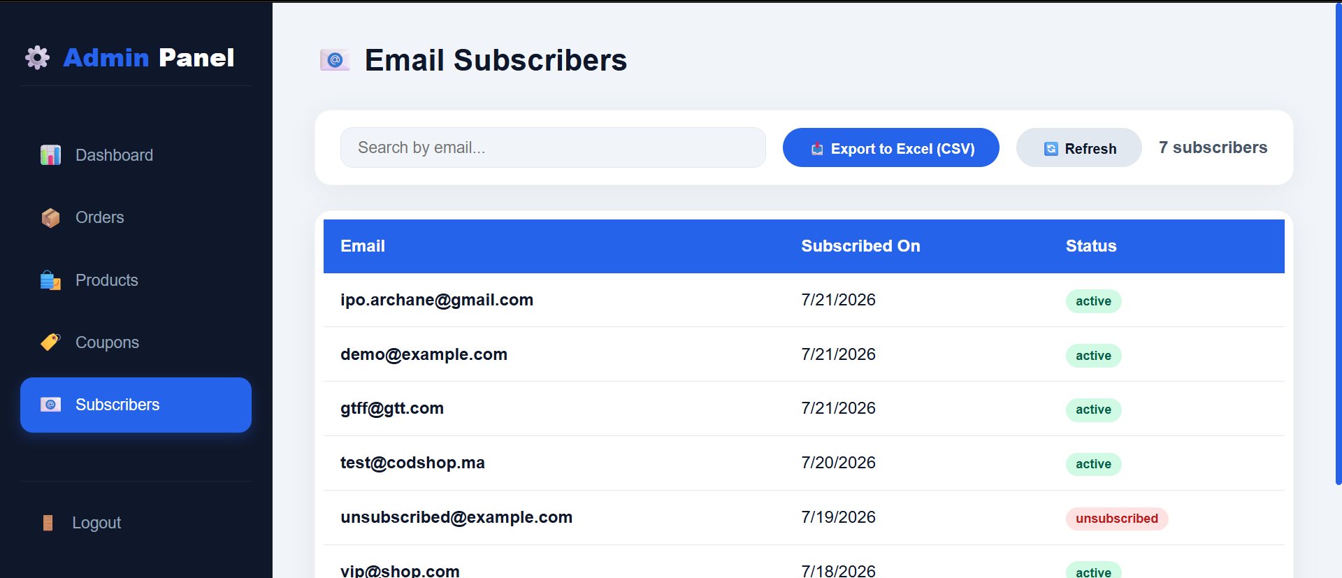 Subscribers module
